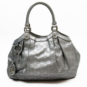Gucci handbag silver Guccissima leather